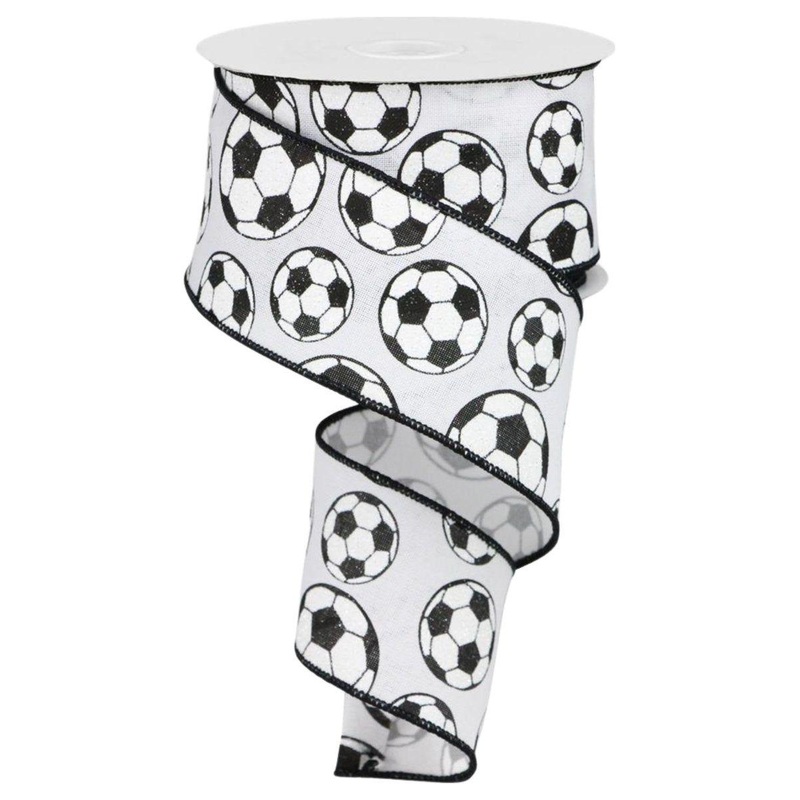 2.5″ Glitter Soccer Ball Ribbon: White (10 Yards) (Copy)