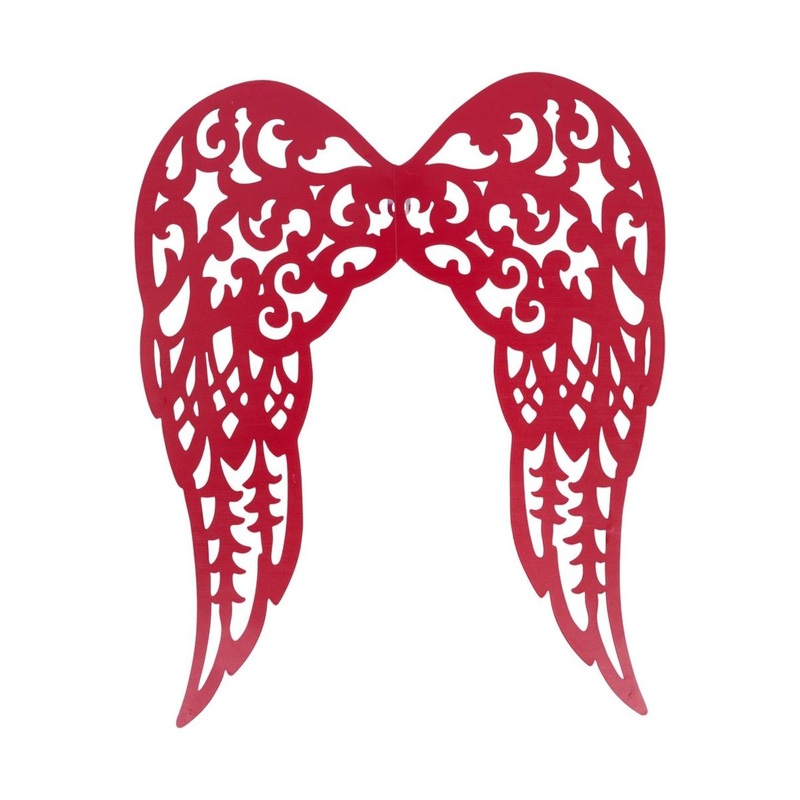 24″ Metal Filigree Angel Wings: Red