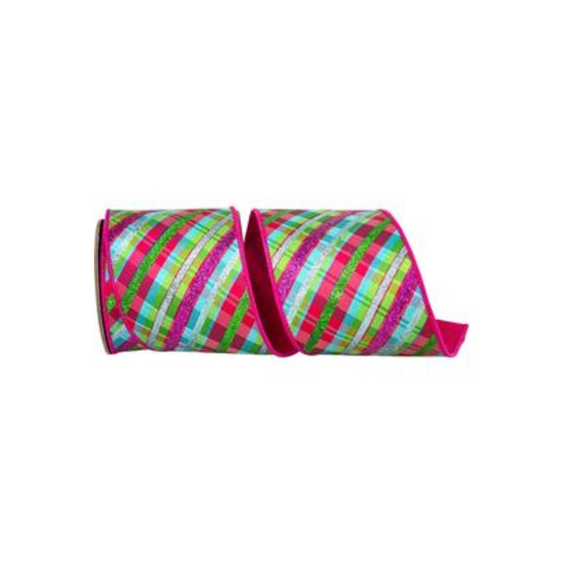 4″ Deluxe Bright Plaid Ribbon: Fuchsia (5 Yards)