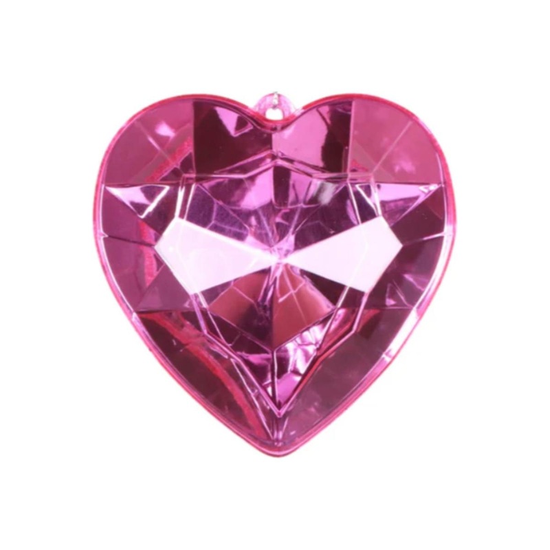 6″ Acrylic Heart Jewel Ornament: Bubblegum Pink