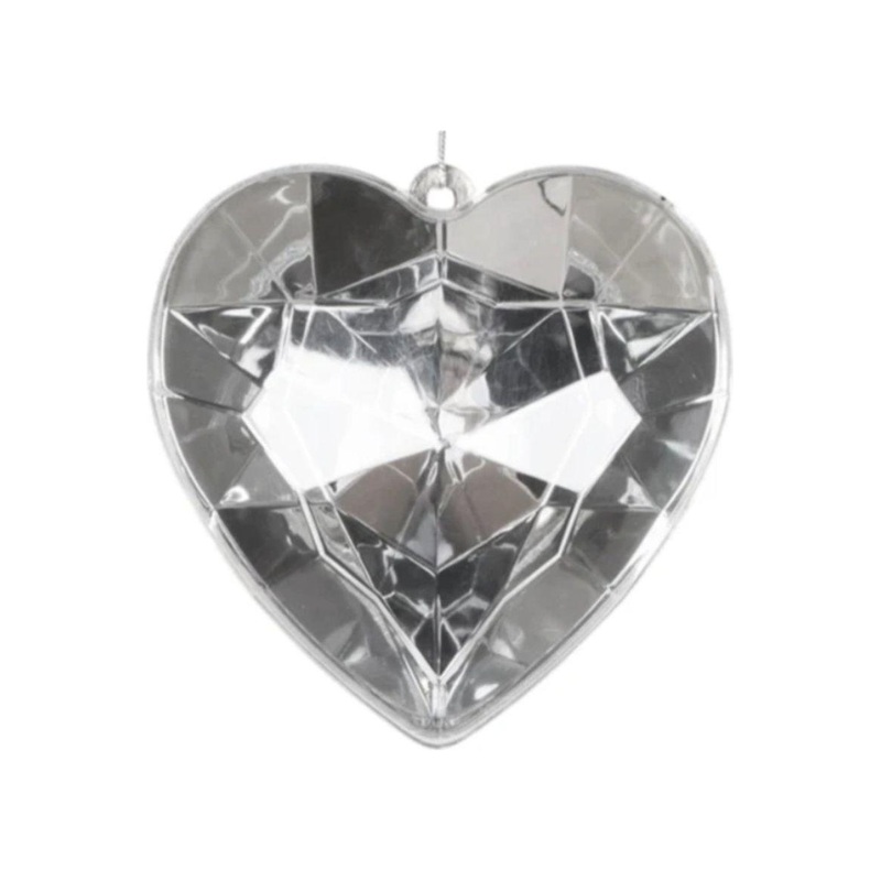 6″ Acrylic Heart Jewel Ornament: Crystal