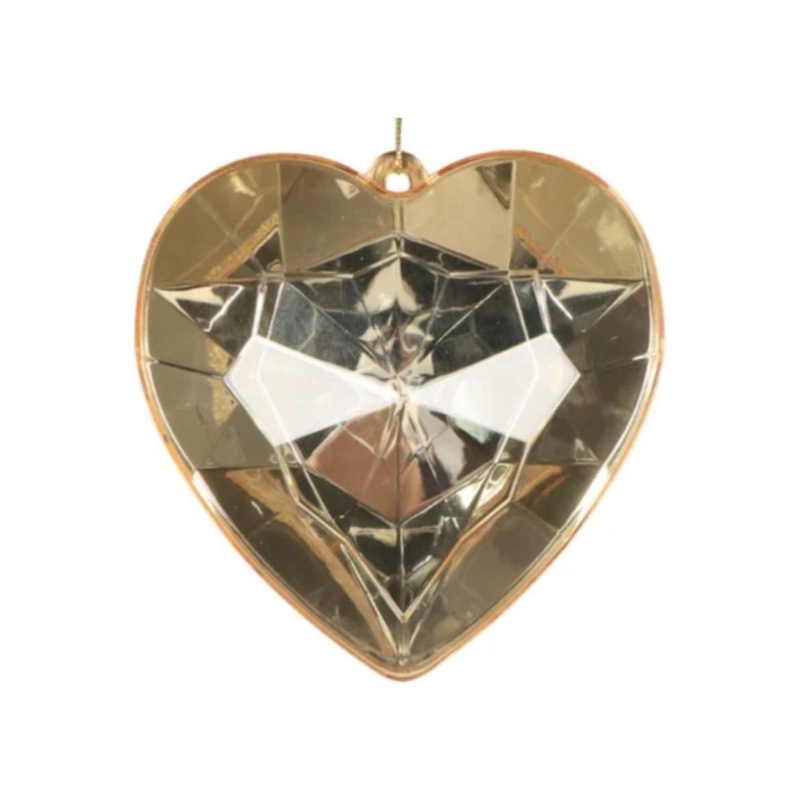 6″ Acrylic Heart Jewel Ornament: Gold