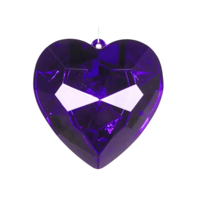 6″ Acrylic Heart Jewel Ornament: Purple