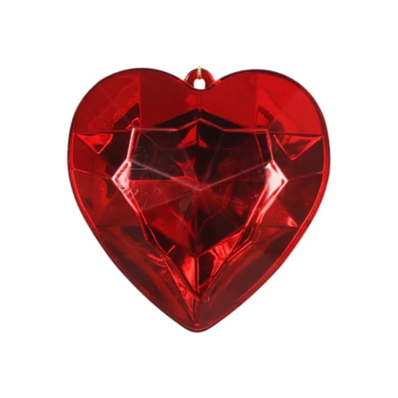 6″ Acrylic Heart Jewel Ornament: Red