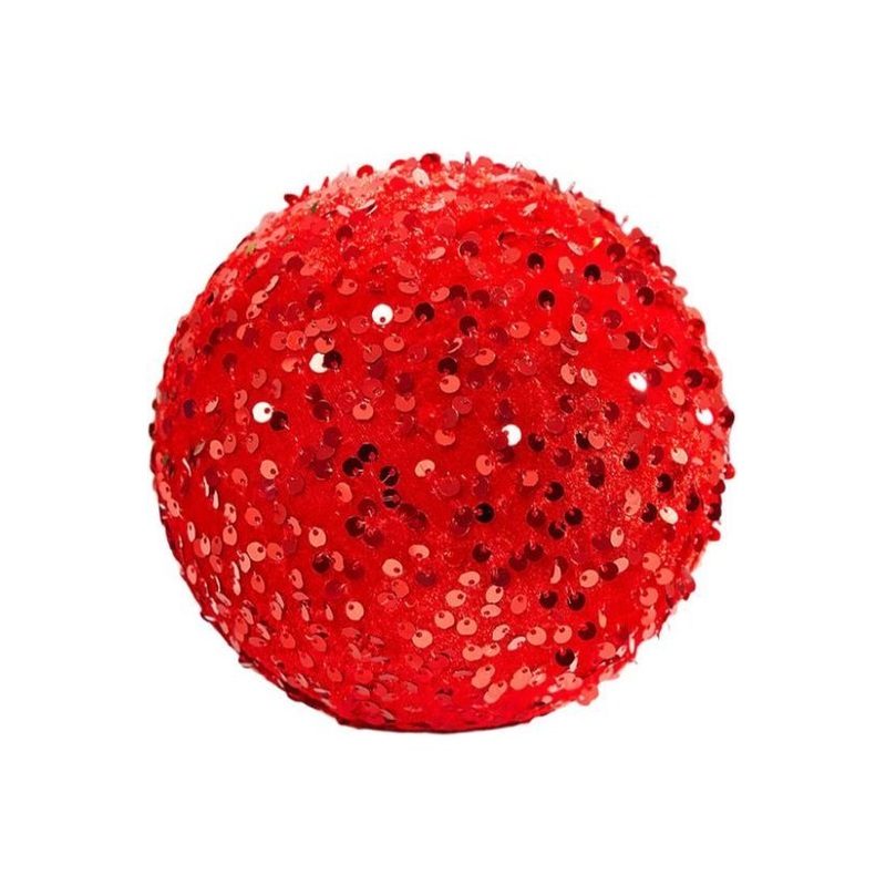 6″ Sequin Ball Ornament: Red