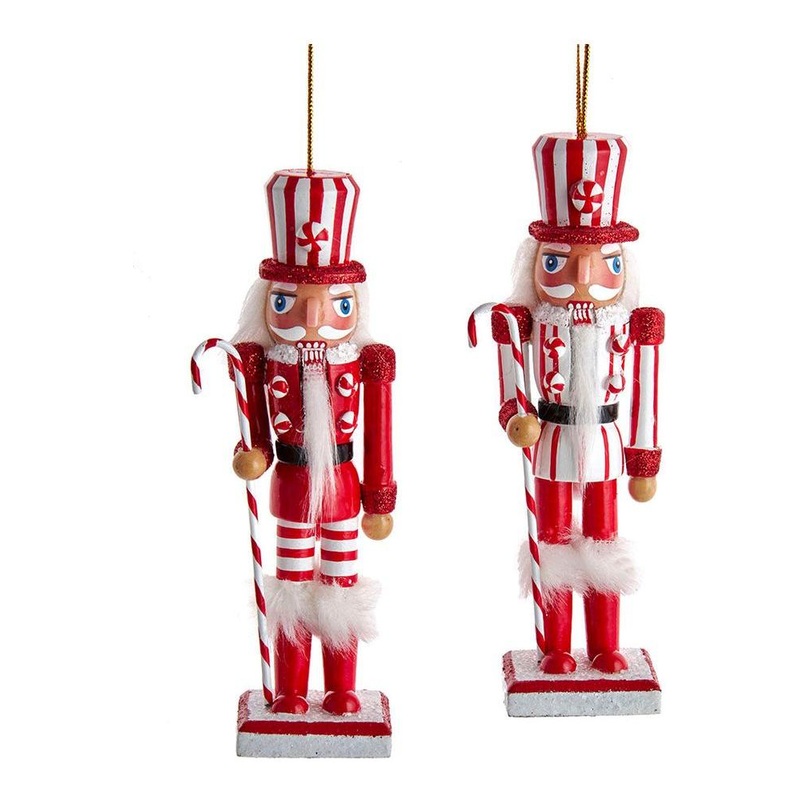 6″ Wooden Peppermint Nutcracker Ornaments