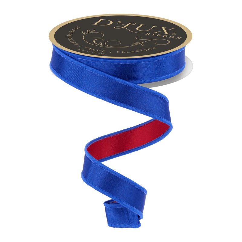 7/8″ Satin Fused Ribbon: Blue/Red (10 Yards)
