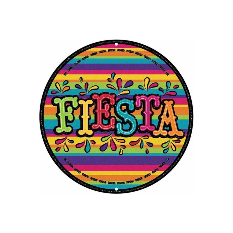8″ Round Metal Sign: Glitter Fiesta