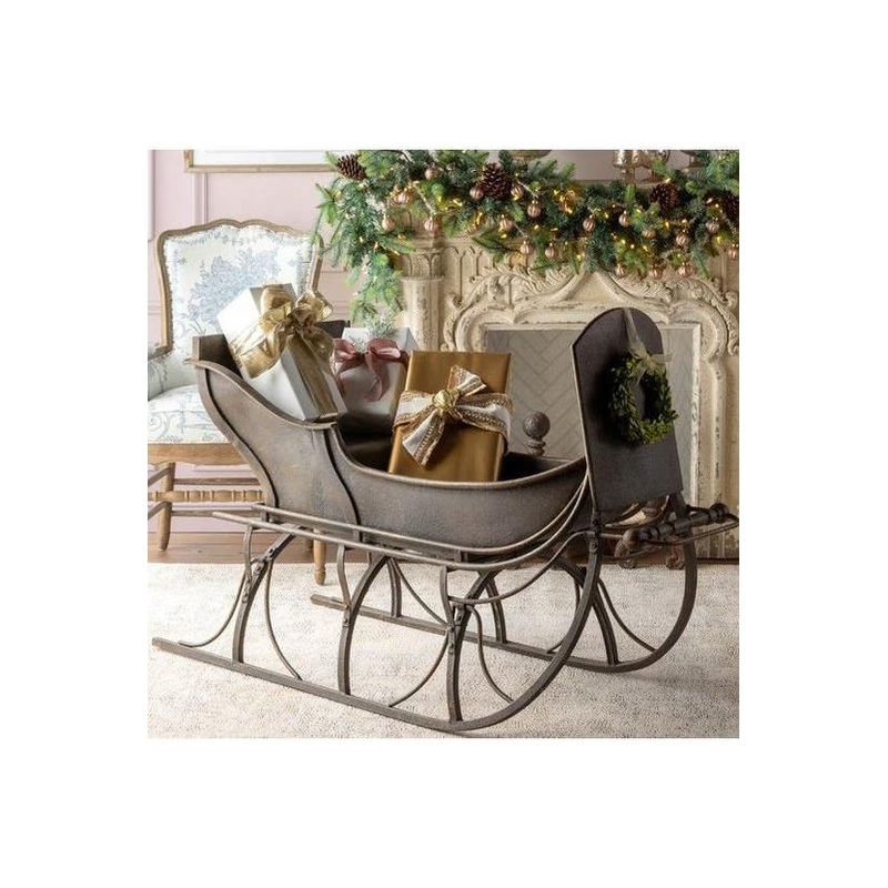 Antique Iron Cutter Santa Sleigh
