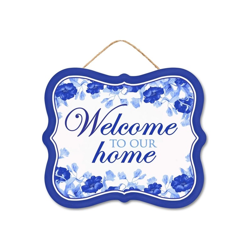 10″ Scalloped Wooden Sign: Welcome To Our Home