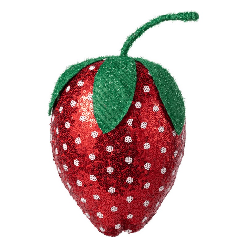 11″ Plush Sequin Strawberry Accent