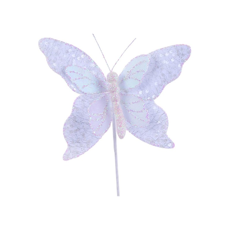 12″ Iridescent Sequin Butterfly: White
