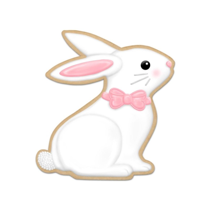 12″ Metal Cookie Bunny Sign: White