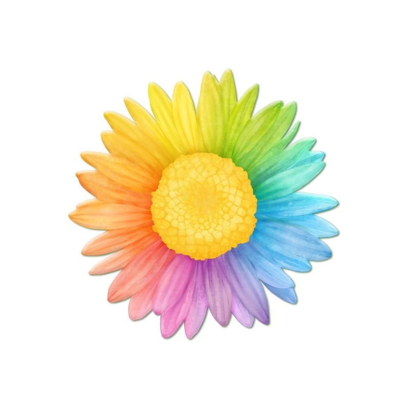 12″ Metal Embossed Daisy Hanger: Multi