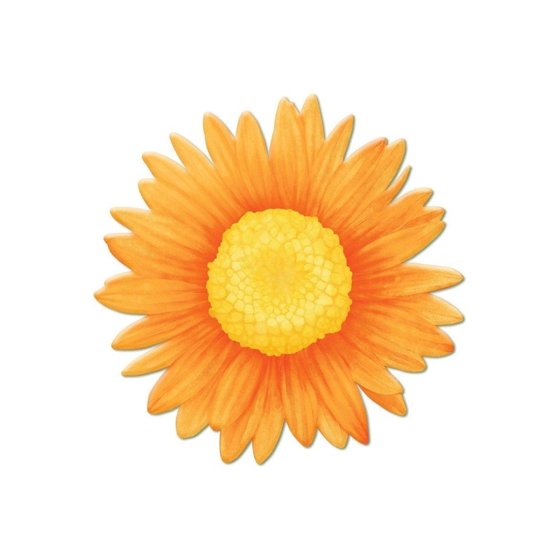 12″ Metal Embossed Daisy Hanger: Orange