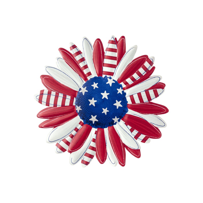 12″ Metal Embossed Daisy Hanger: RWB Patriotic