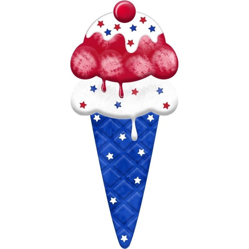 12″ Metal Patriotic Ice Cream Cone Sign