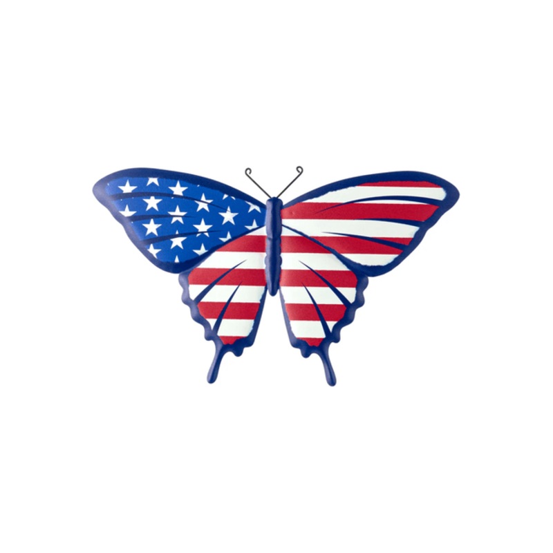 13.5″ Metal Embossed Butterfly: Patriotic RWB