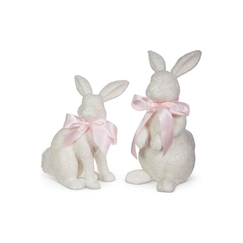 14.5″ White Glitter Bunnies