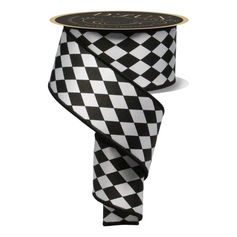 2.5″ Harlequin Fused Back Ribbon: Black (10 Yards)