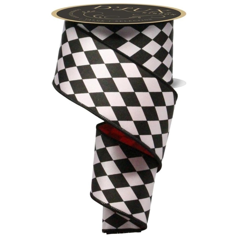 2.5″ Harlequin Fused Back Ribbon: Red (10 Yards)
