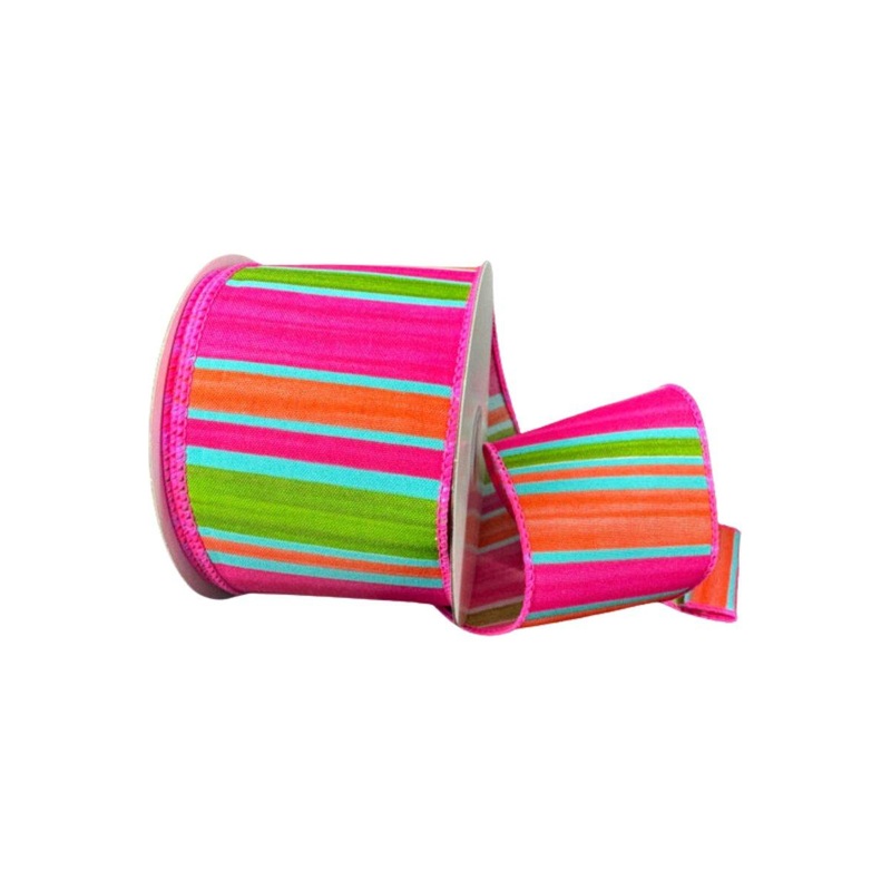 2.5″ Watercolor Horizontal Stripe Ribbon: Fuchsia (10 Yards)