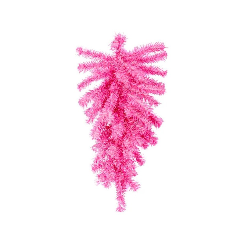 24″ Pine Teardrop Swag, 55 Tips: Pink