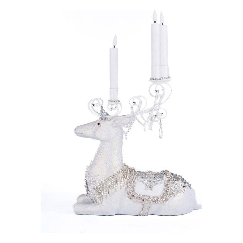 Crystal Christmas Sitting Deer Candle Holder