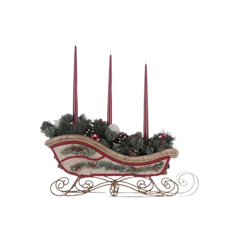 Katherine’s Collection 12.25″ North Country Christmas Sleigh Candle Holder