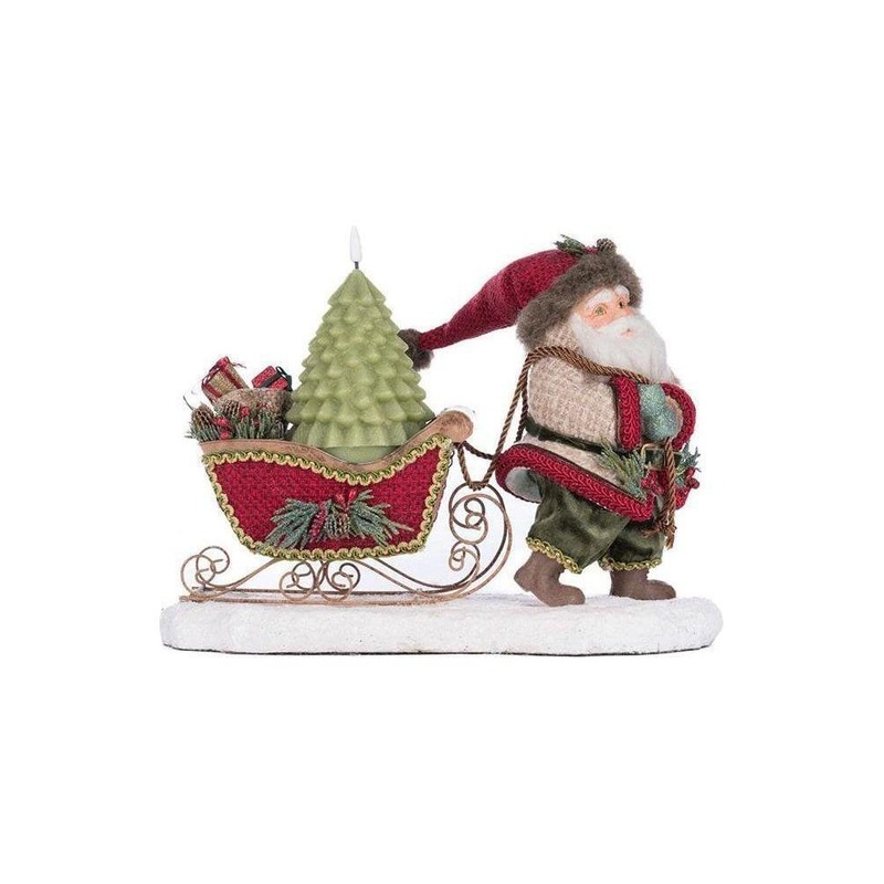 North Country Santa Pulling Sleigh Candle Holder