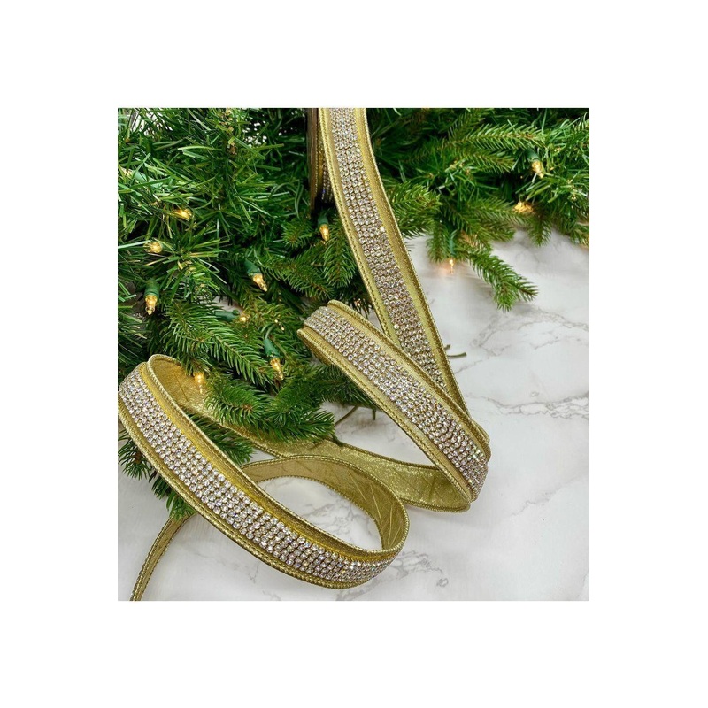 1″ Metallic Dupion Duchess Jewel Ribbon: Gold (5 Yards)