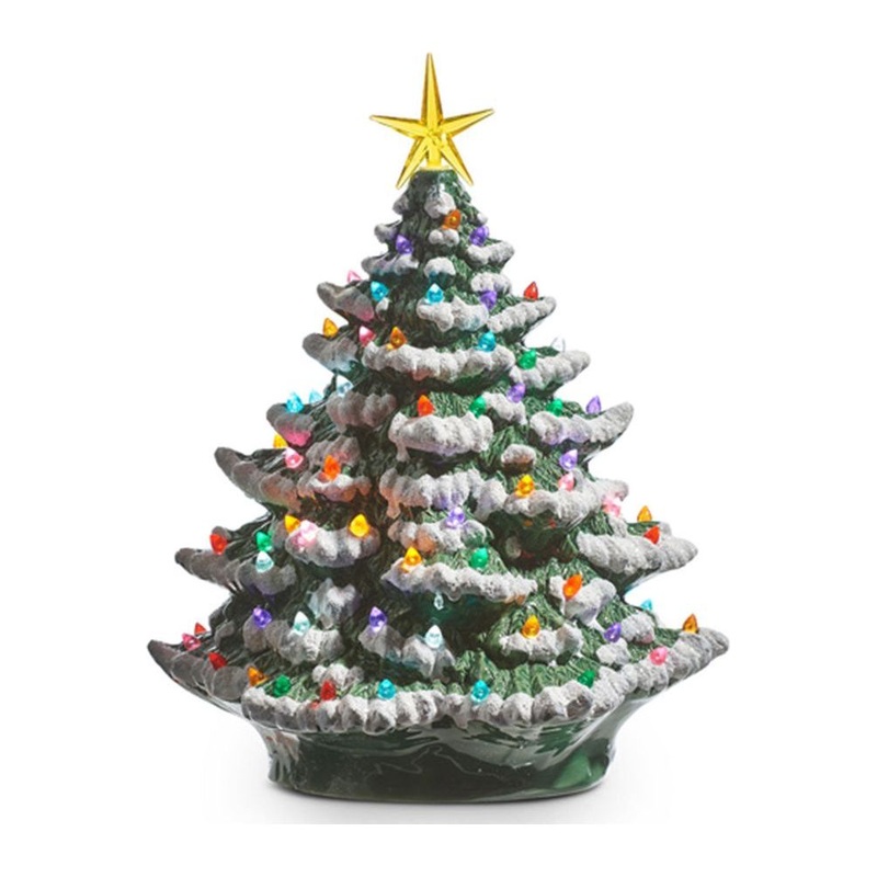 13″ Vintage Lighted Ceramic Tree w/ Timer