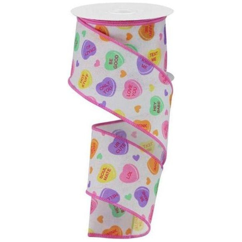 2.5″ Conversation Hearts Ribbon: Royal Canvas (10 Yards)