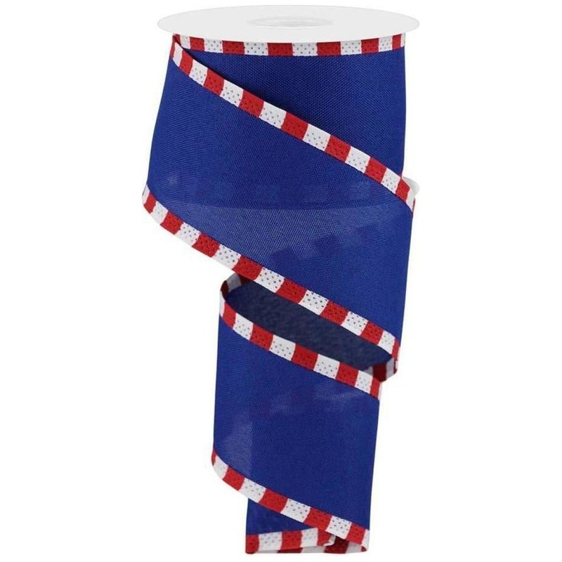 2.5″ Faux Royal Burlap/Stripe Edge Ribbon: Royal Blue (10 Yards)