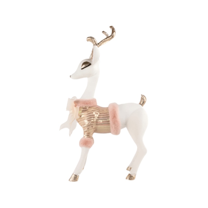 26″ White Deer Pink Sweater