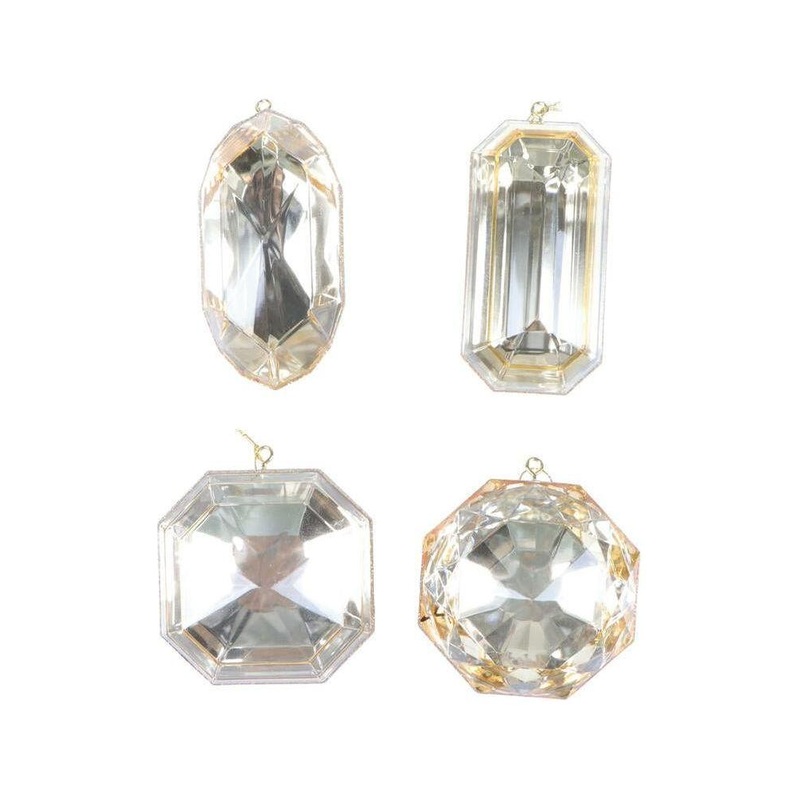 4-5″ Acrylic Jewel Assortment Ornament: Champagne (Set 4)