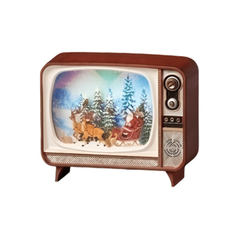 6.75″ Lighted Swirl Retro TV Santa
