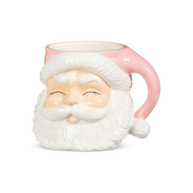 7.5″ Ceramic Pink Santa Mug Container
