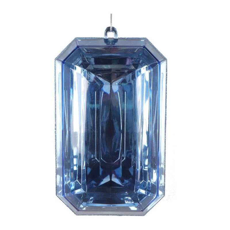 8″ Acrylic Rectangle Jewel Ornament: Baby Blue (Set of 2)
