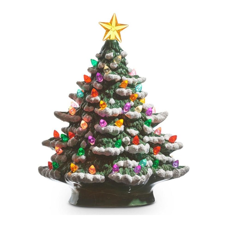 8″ Vintage Lighted Ceramic Tree w/ Timer