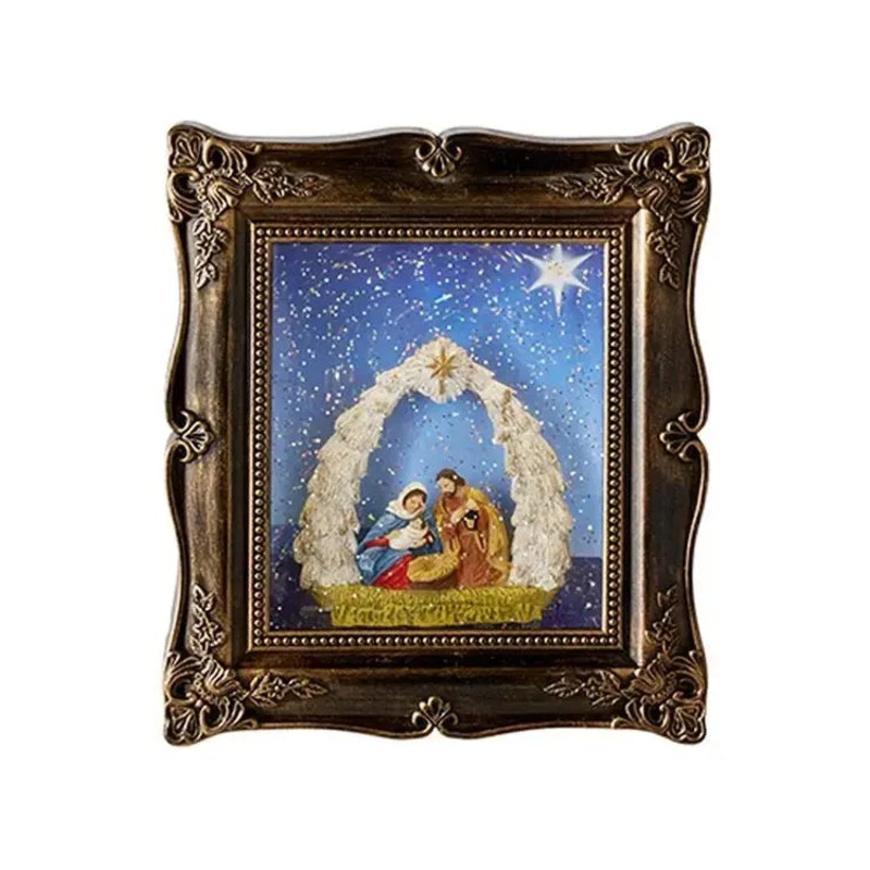 9″ Holy Family Lighted Water Picture Frame