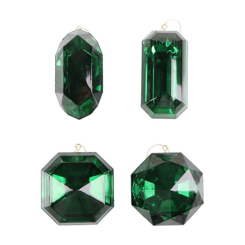 Acrylic Jewel Assortment Ornament: Green (Set 4)