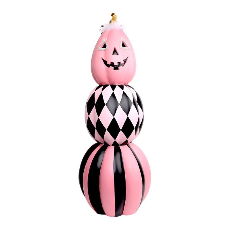 Boo Ville Pink Black Pumpkin Stack 40″