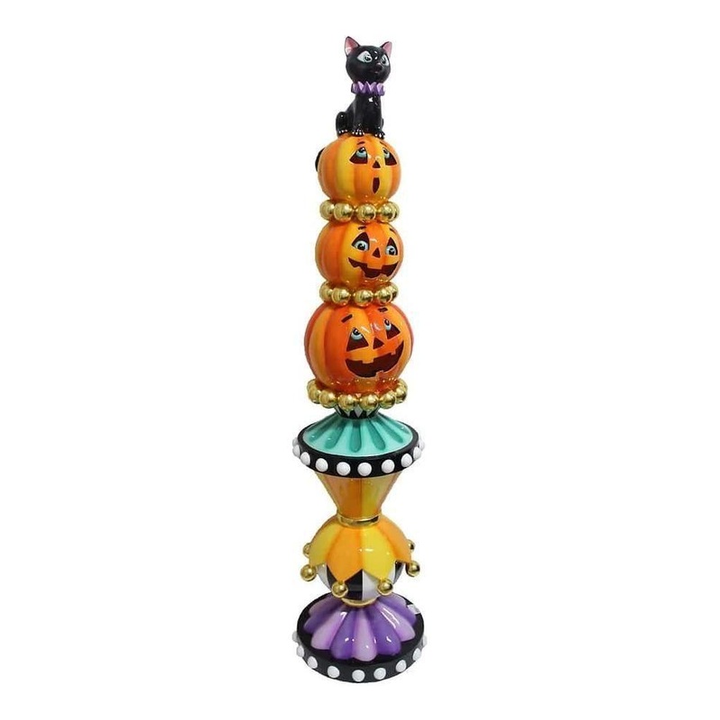 Halloween Carnival Pumpkin Topiary Stack with LED