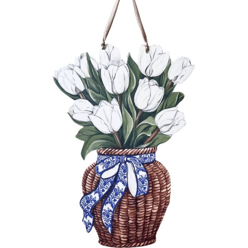 White Tulips Door Hanger