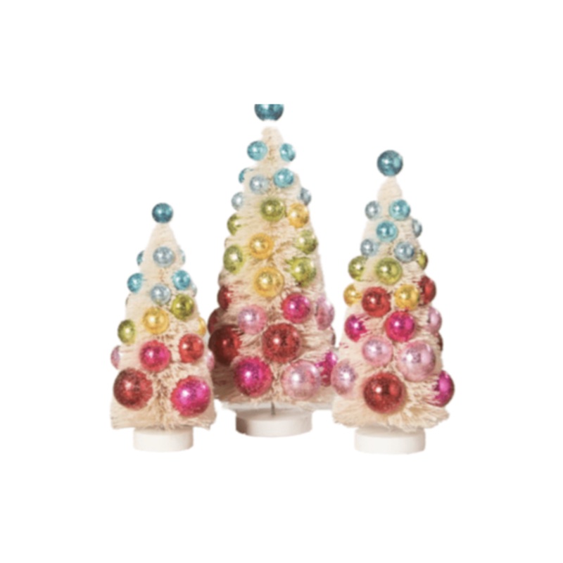 Bright Hues Polka Dot Bottle Brush Trees Set/3