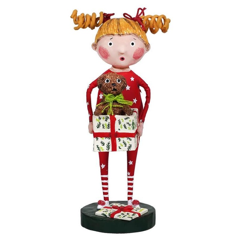 Christmas Pup Holiday Figurine by Lori Mitchell