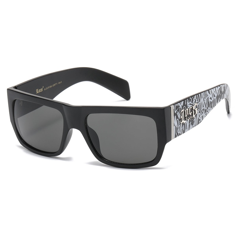 Locs Graffiti Print Square – Matte Black Sunglasses