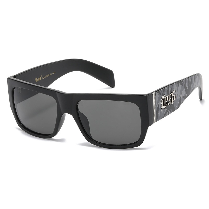 Locs Marijuana Print Square Sunglasses – Matte Black