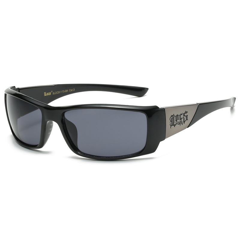 Locs Matte Black Wood Print Wrap Sunglasses